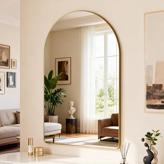 26x38 inch Gold Tempered Glass Large Arched Mirror