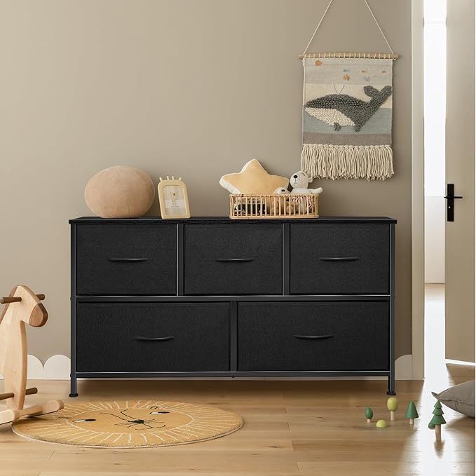 Dresser for Bedroom with 5 Drawers, Chest of Drawers, Storage Drawers Organizer