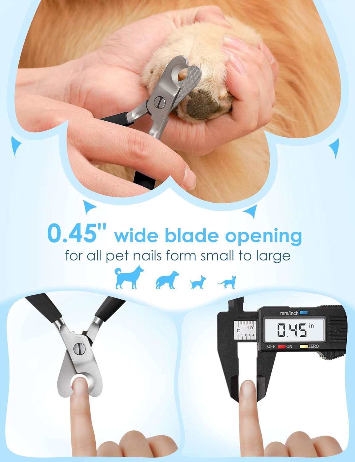Heavy Duty Dog Nail Clippers -【Cuts Thick Nails Like Butter】【Upgraded Large Opening】 Professional Toenail Trimmer Razor Sharp Blade for Medium to Giant Breed (Black)