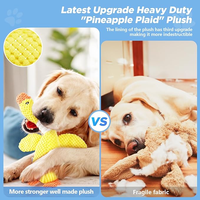 Vitscan Durable Dog Toys for Small Large Dogs, Dog Chew Toy for Not Aggressive Chewers, Tough Squeaky Interactive Dogs Toys for Puppies Plush Puppy Toys Goose Pet Toy Puppy Chew Toys for Teething