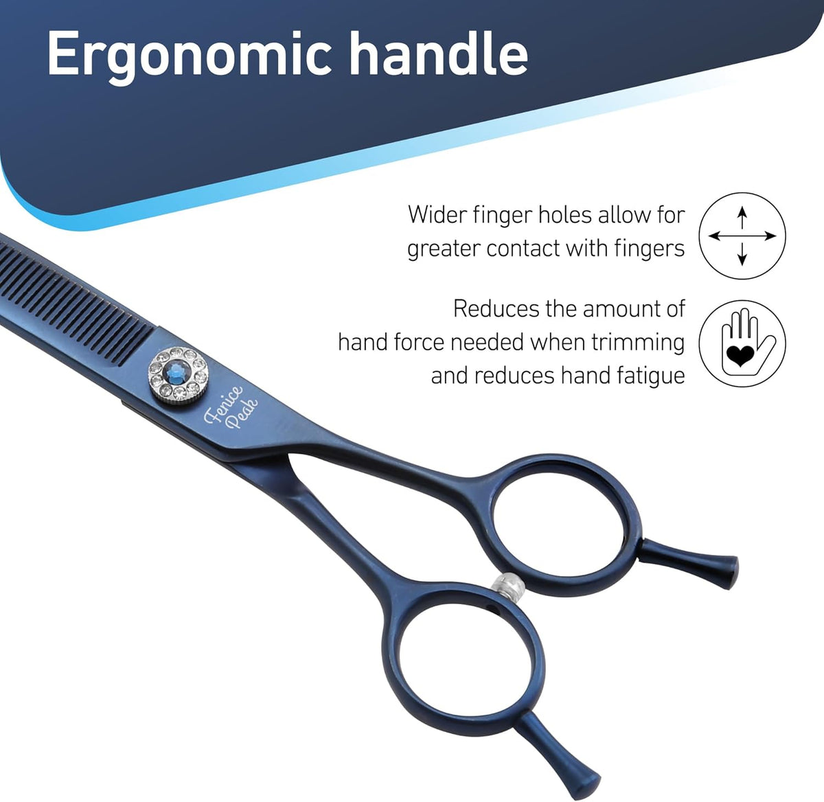 Fenice Peak Professional Dog Grooming Scissors Pet Curved Thinning Shears 7.0'' Extremely Sharp Blades 440C Steel Thinning Scissors Durable Smooth Motion&Fine Cut for Dogs and Cats