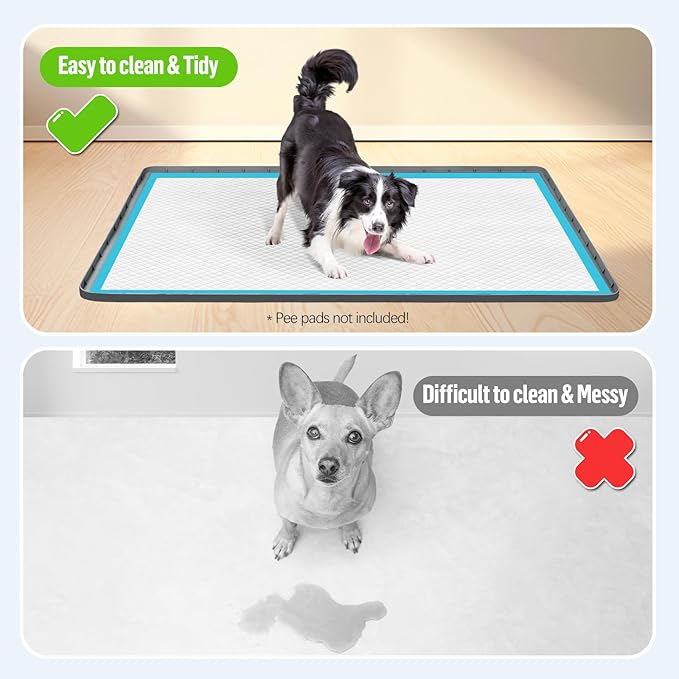 Pee Pad Holder for Dogs 40''x28'' Silicone Puppy Pee Pad Tray, Dark Grey | Extra Large Dog Potty Tray Leak-Proof, High Edge, No Spill Training Pads for Floor Protection, No Pee Pads