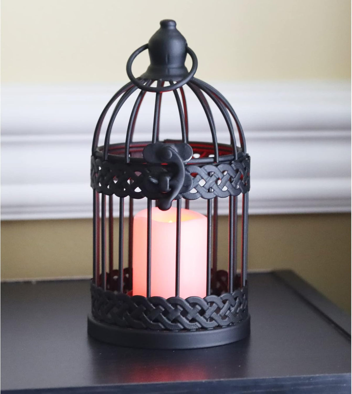 Vela Lanterns Birdcage Decor Candle Holder Lantern Decorative Table Centerpiece Halloween Decorations, Black, Small, Set of 4