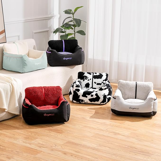 Dog Car Seat for Small Dogs & Cats Under 25 lbs, Milk Cow