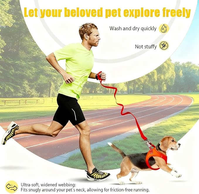 2-in-1 No Pull Dog Harness & Retractable Leash, Adjustable Dog Harness, No Pull Step-in Soft Mesh Puppy Vest Harnesses, Adjustable Puppy Vest for Small Medium Dogs and Cats