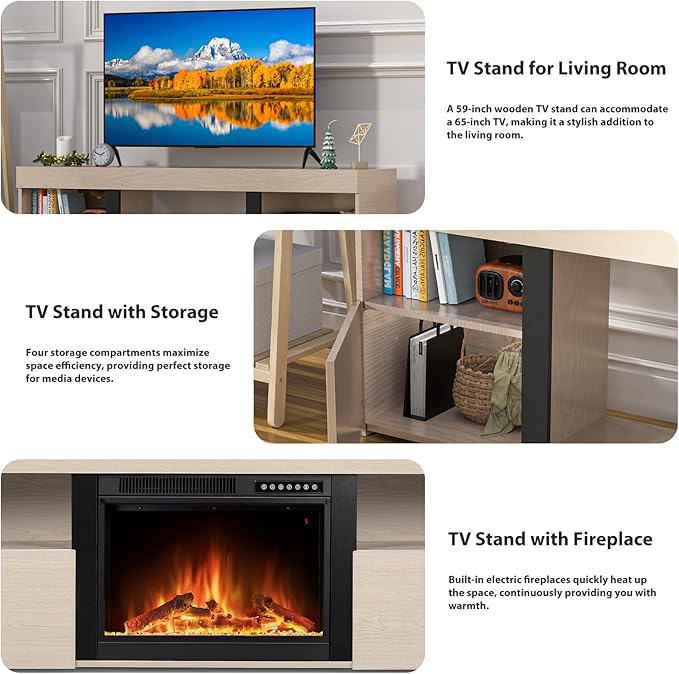 59" Electric Fireplace TV Stand