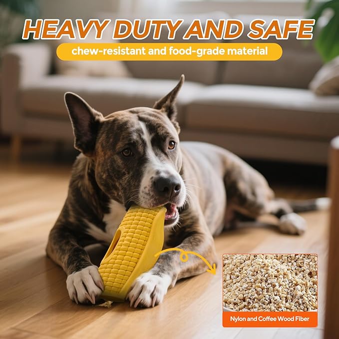 Interactive Dog Frozen Treat Toy, Dog Enrichment Toys for Large Dogs, Indestructible Dog Toys to Keep Them Busy, Corn Shape