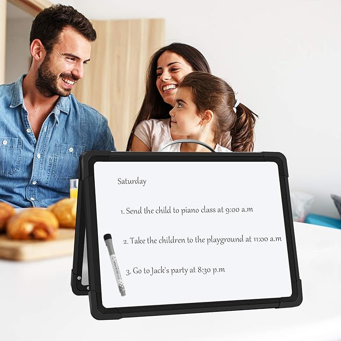 H-Qprobd Small Dry Erase White Board - 16"x 12" Double Sided Mini Foldable Magnetic Desktop whiteboard for Drawing, Teacher Instruction and Meeting Discuss