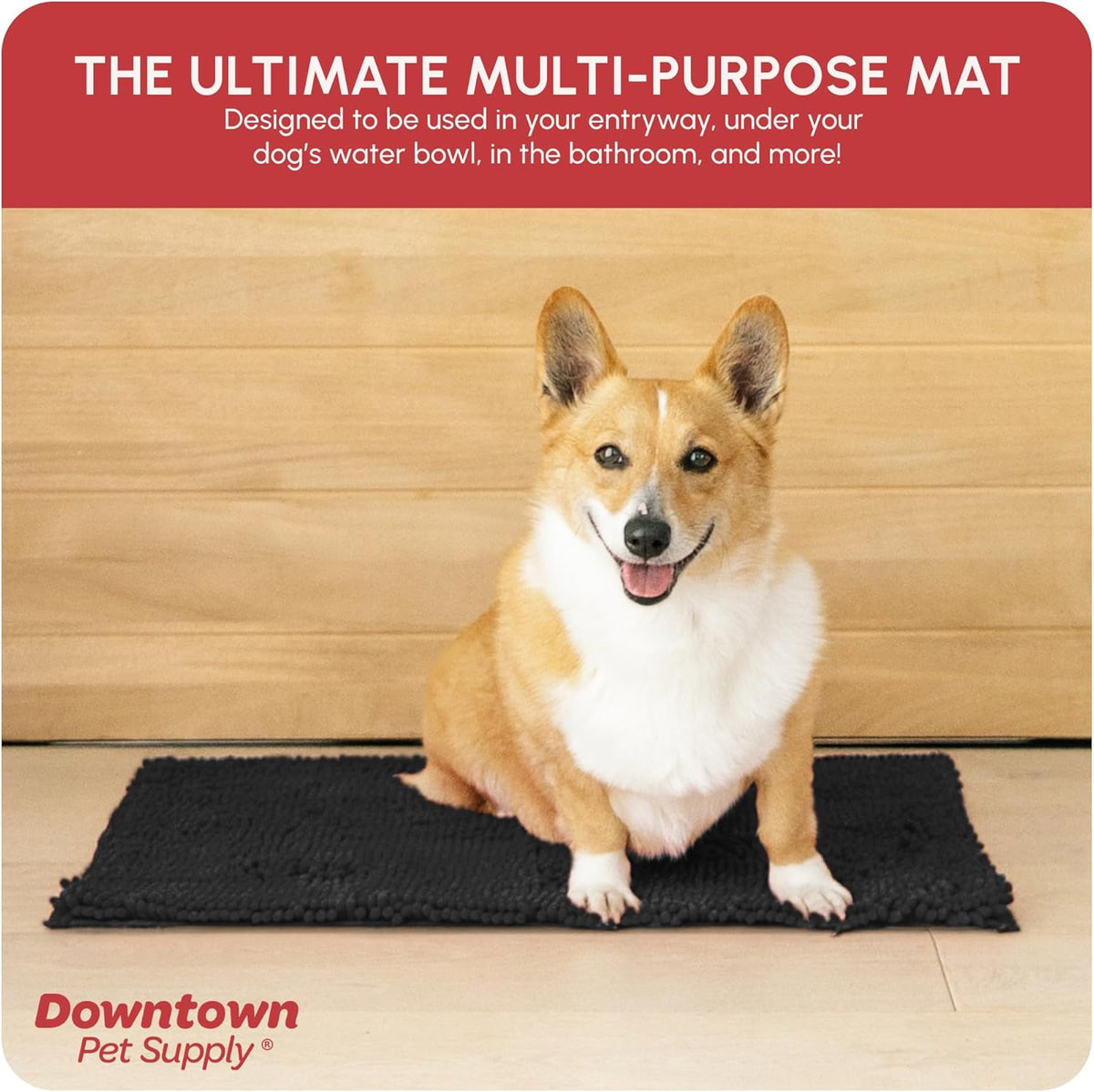 My Doggy Place Microfiber Dog Mat for Muddy Paws, 18" x 24" Charcoal - Absorbent and Quick-Drying Dog Paw Cleaning Mat, Washer and Dryer Safe - Non-Slip Rubber Backed Dog Floor Mat, Small