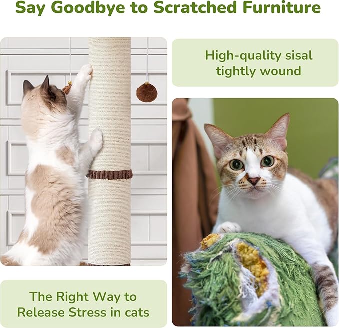 34inches Tall Cat Scratching Post with Cat Ball Track Toy Heavy Duty and Thicker Large Diameter Natural Sisal Cat Scratcher Post for Indoor Cats Protect Your Furniture