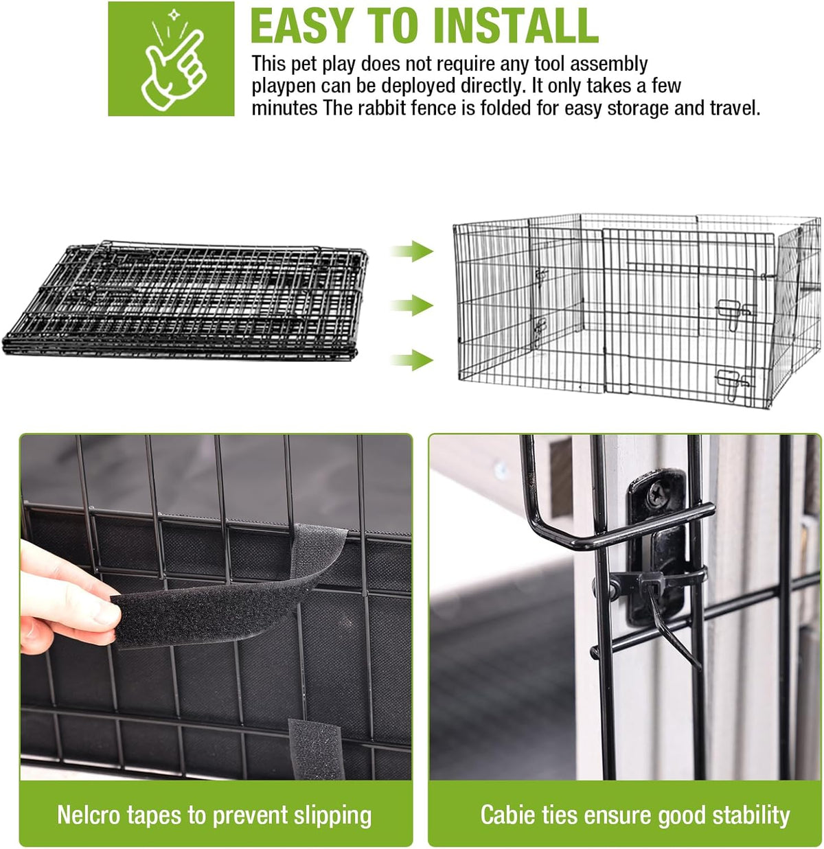 GUTINNEEN Rabbit Pet Playpen Bunny Run Extension Indoor Small Animal Pen (Playpen Only)