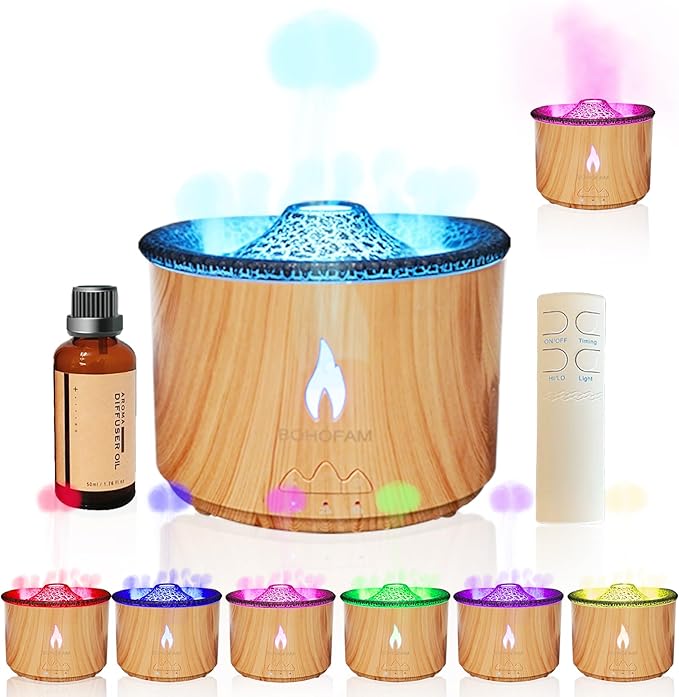 BOHOFAM Aroma Essential Oil Diffuser 360 ML, Volcano and Flame
