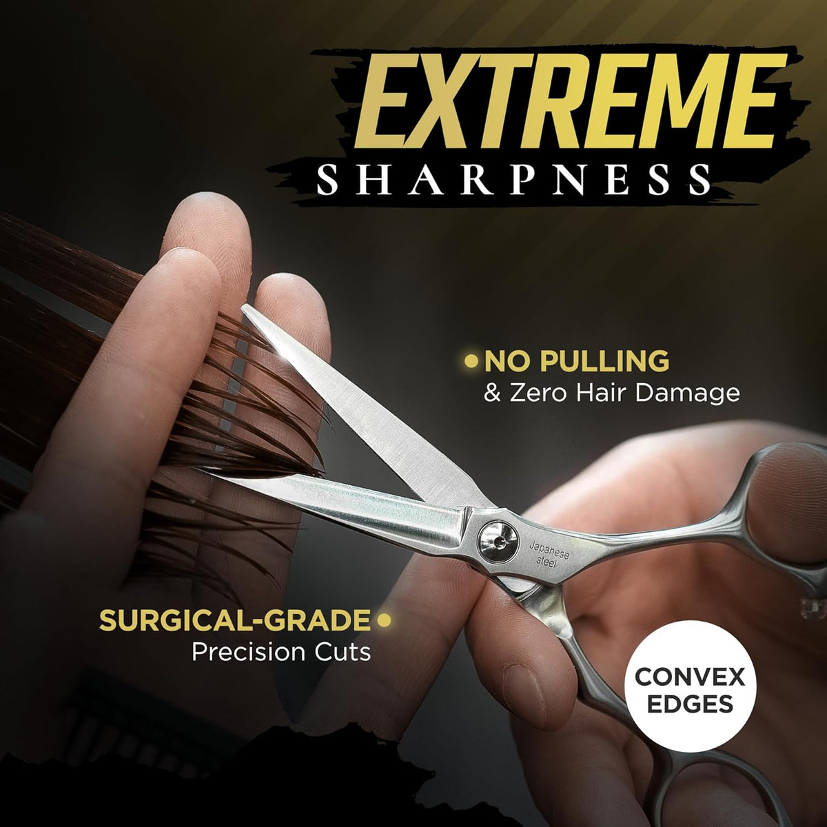Fagaci Professional Hair Cutting Scissors 5” Japanese Steel for Ultra-Precise Cuts, Razor Sharp Blades Hair Scissors for Women & Men, Extreme Durability Hair Shears, Hair Cutting Barber Scissors