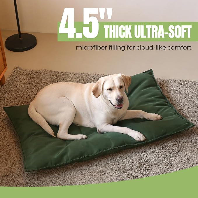 Chew Proof Indestructible Dog Bed,Medium (22"x35"),Green | Durable,for Aggressive Chewers,Tough,chew resistant, non chewable,Machine Washable & Waterproof,Indoor Outdoor