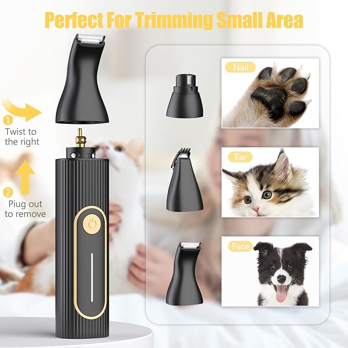 Dog Clippers for Grooming,Dog Grooming Kit for Heavy Thick Hair&Coats/Low Noise Rechargeable Cordless Pet Shaver with Paw Trimmer Nail Grinder/Hair Trimmer for Small & Large Cats