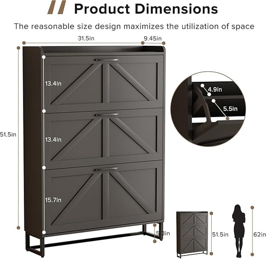 EOYUTLLY Shoe Cabinet Storage for Entryway, Narrow Shoe Rack