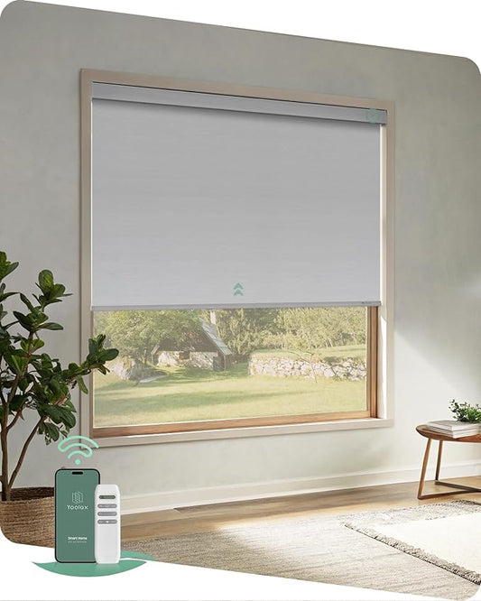 Yoolax Motorized Blinds with Remote, Automatic Roller Shades Cordless Electric