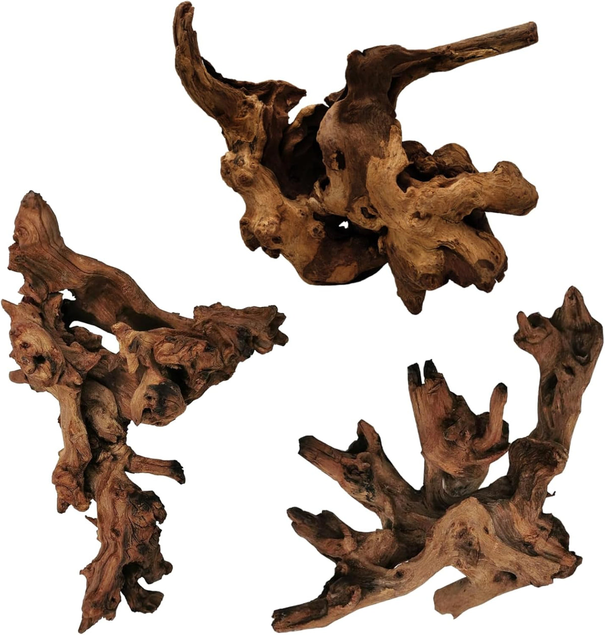 Hamiledyi 3 Pcs Natural Driftwood for Aquarium 7-12 Inch Driftwood Branches Bearded Dragon Accessories Reptiles Aquarium Decoration Assorted Size Natural Habitat Decor Wood for Lizad