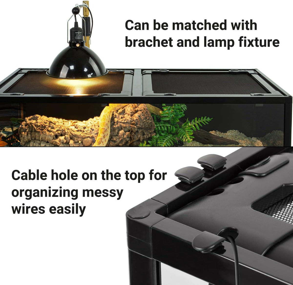 REPTIZOO 34 Gallon Glass Reptile Terrarium, 36" x 18"x 12" Wide & Low Reptile Tank Snake Terrarium with Double Top Cover Well Ventilation Terrarium for Scorpions, Spiders, Geckos, Snakes, Tortoises