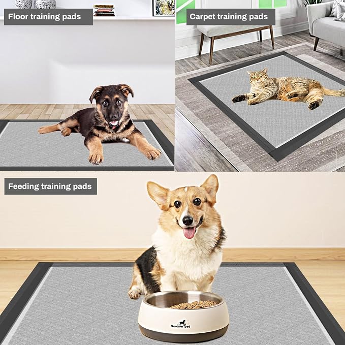 Charcoal Puppy Pads Rugular 21.7x21.7 Inches Small Dog Pee Pads Odor-Control & Leak-Proof Disposable Pet Training Edge-Wrapping Thicken Potty Pad for Dogs, Cats, Rabbits (50 Pieces)