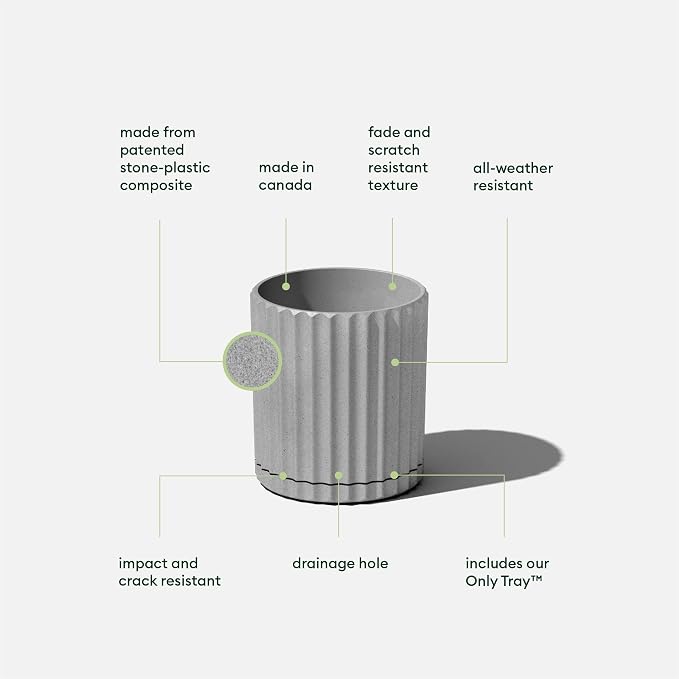 Veradek Demi Series Demi 6" Planter w/Tray, Grey