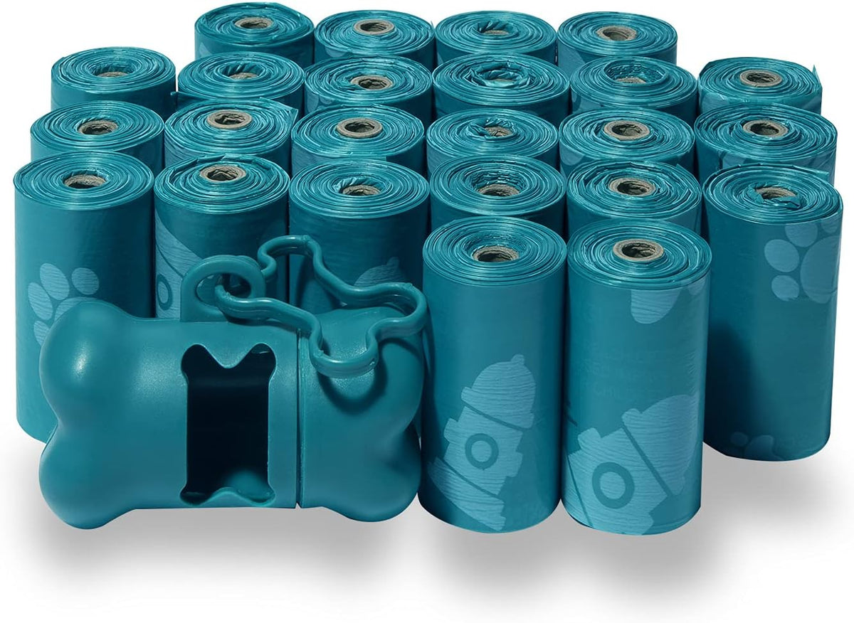 Best Pet Supplies Dog Poop Bags (360 Bags) for Waste Refuse Cleanup, Doggy Roll Replacements for Outdoor Puppy Walking and Travel, Leak Proof and Tear Resistant, Thick Plastic - Turquoise