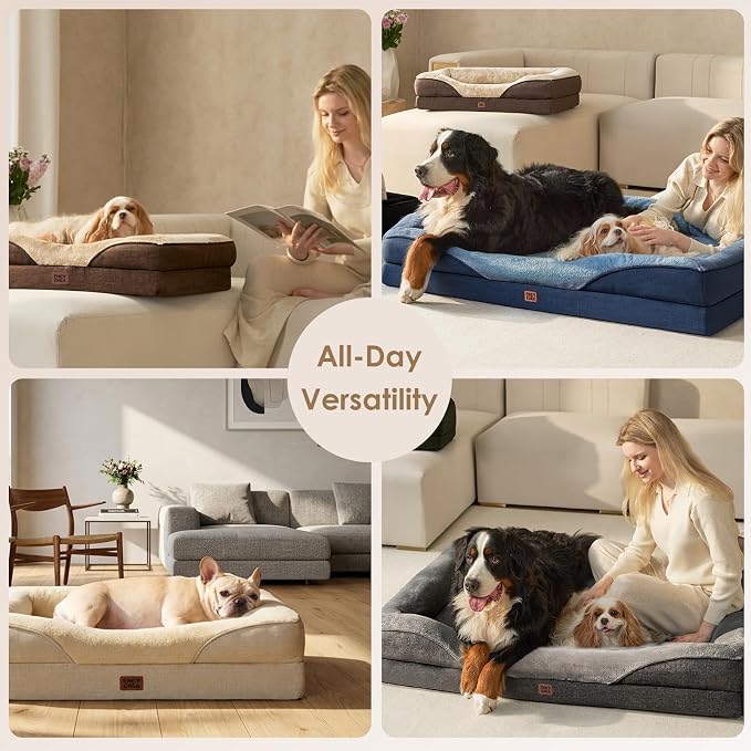 EHEYCIGA Orthopedic XXL Dog Bed for Large Dog, Memory Foam Dog Couch, Dark Green