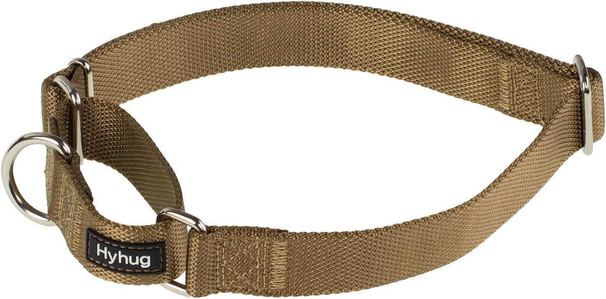 Hyhug Pets Premium Upgraded Heavy Duty Nylon Anti-Escape Martingale Collar for Boy and Girl Dogs Comfy and Safe - Professional Training, Daily Use Walking. (Army Yellow, Small)