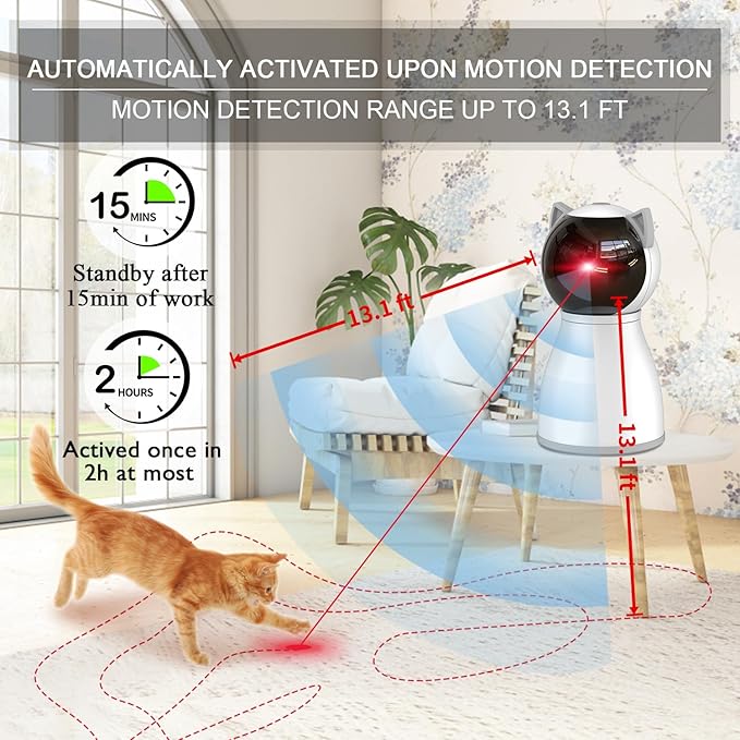 YVE LIFE Laser Cat Toys for Indoor Cats,The 4th Generation Real Random Trajectory Motion Activated Rechargeable Automatic Cat Laser Toy,Interactive Cat Toys for Bored Indoor Adult