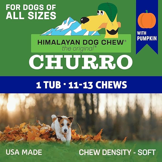 Churro Pumpkin and Cheese Treats | Cheese Churro | Lactose Free - Gluten Free - Grain Free | USA Made | for All Breeds | 11-13 Churros | Pumpkin