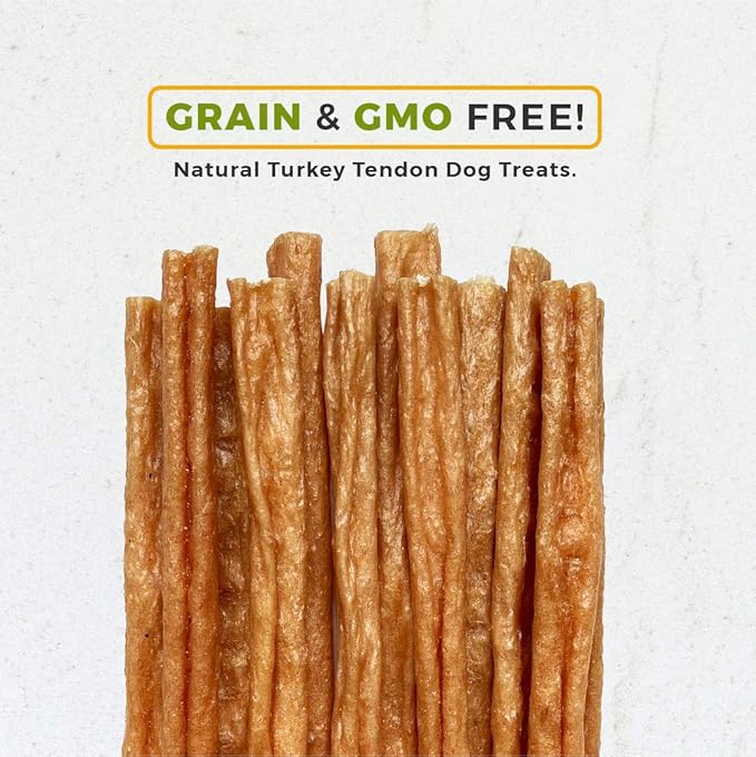 Gobble! 6-Inch Turkey Tendon Sticks for Dogs, Made in USA, 6 oz. (170g) Reseal Value Bags, All-Natural Hypoallergenic Dog Chew Treat |Sourced, Processed & Packaged in The USA | (22-25 Pieces)