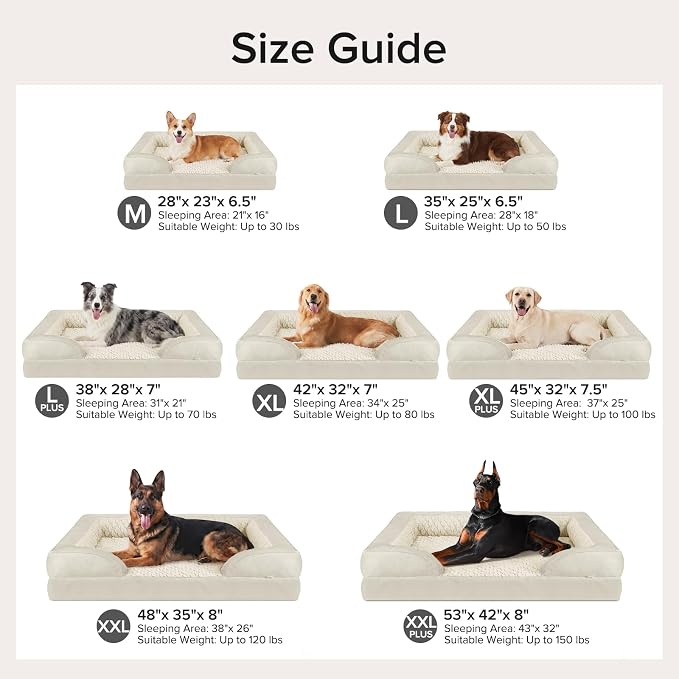 Orthopedic Large Dog Bed, Washable Waterproof, Egg-Crate Foam Dog Couch Bed with Washable Removable Cover, Waterproof Lining and Nonskid Bottom