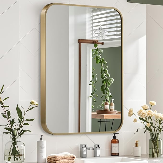 Gold Mirror, 30x36 Inch Framed Rectangle Mirror
