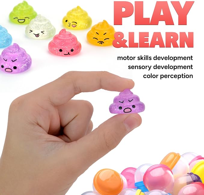 Unicorn Poop Mini Toys in Capsules - 250 Pcs of 1.1 Inch Acorn Capsule and Unicorn Toy Poop for Kids - Plastic Capsules for Toys Bulk - Vending Machine Refill