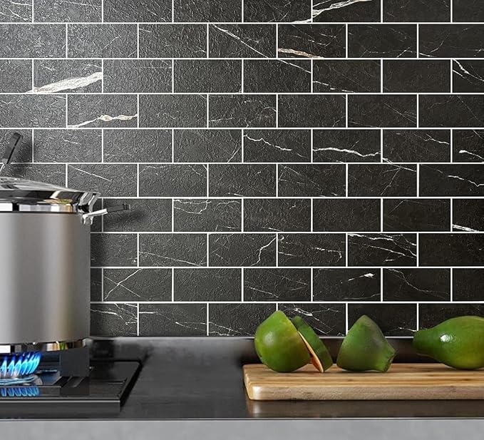 AULIGET 100 Piece Faux Stone Backsplash Peel and Stick PVC Tile, 3 Inch x 6