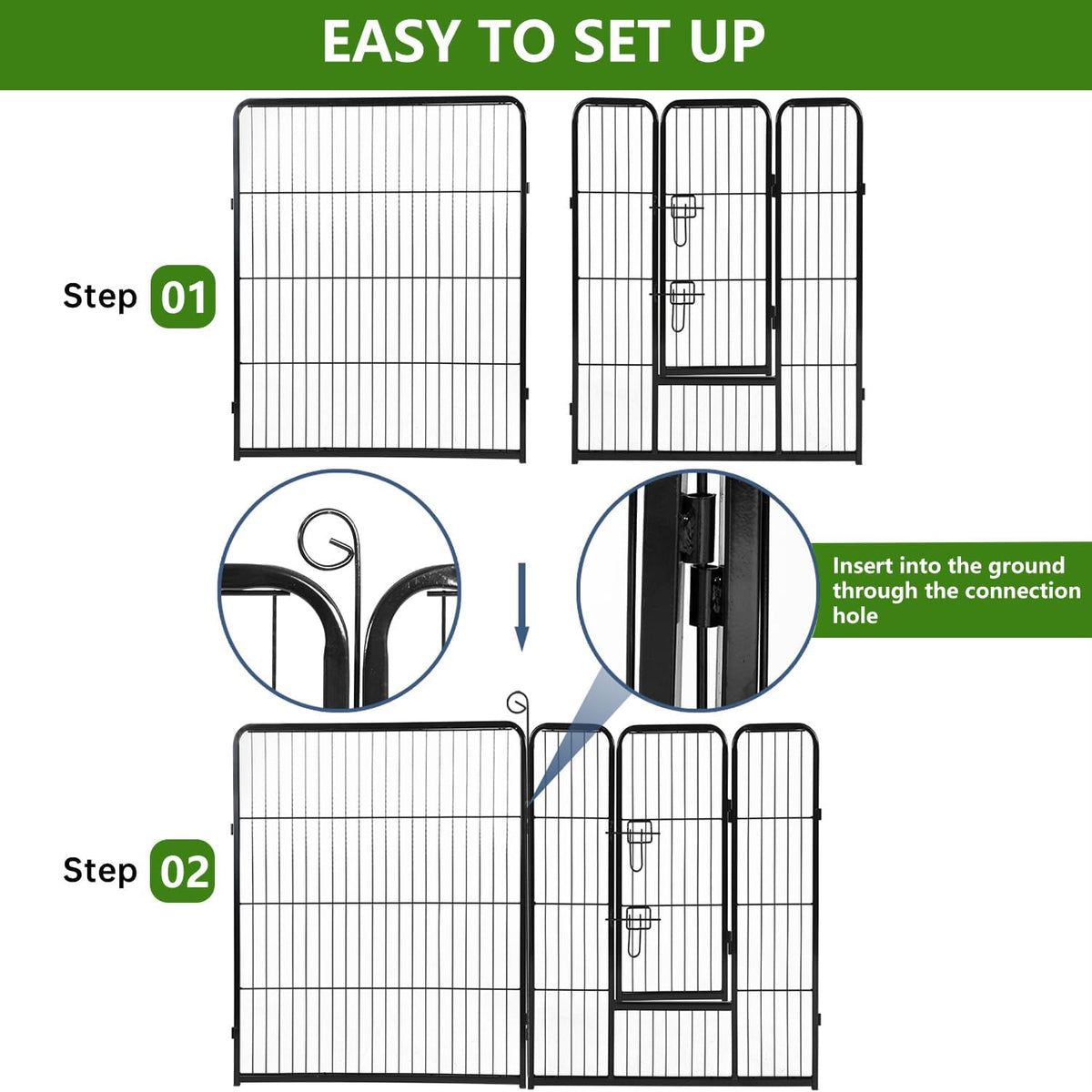 BestPet Dog Playpen Indoor 40 inch 8 Panels Metal Dog Pen Pet Dog Fence Outdoor Exercise Pen with Doors,Pet Puppy Playpen for RV Camping Yard, Black