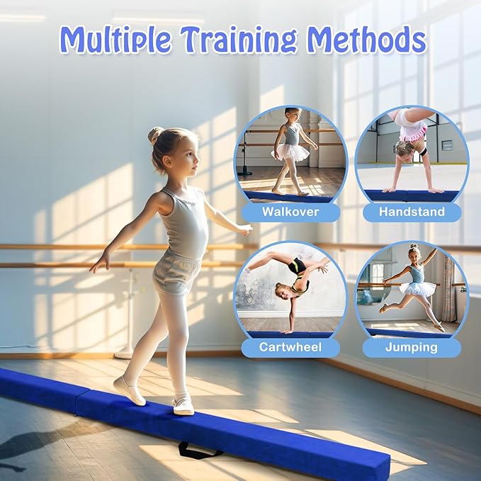 Giantex 7FT/8FT/9FT Balance Beam, Folding Gymnastics Beam w/Carry Handles