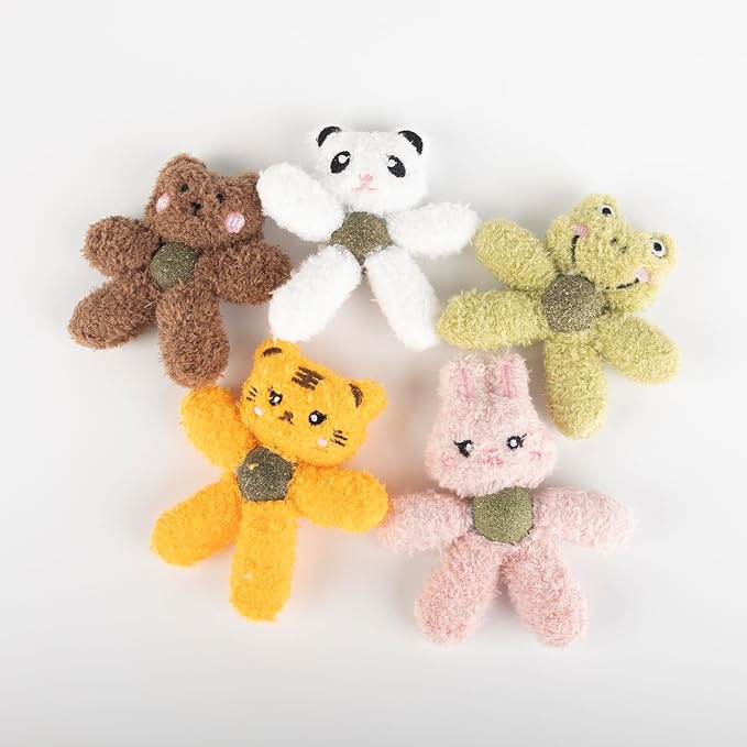 Cat Toys with Catnip Kitten Chew Bite Supplies Boredom Relief Fluffy Kitty Teeth Cleaning Chewing Cat Lovers Interactive Plush Gift (Tiger)