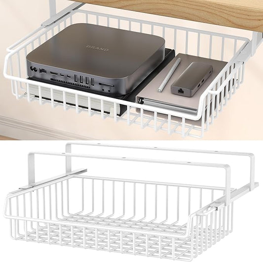 Under Desk Drawer, Slide Out Design, No Drill Metal Under Desk Cable Management
