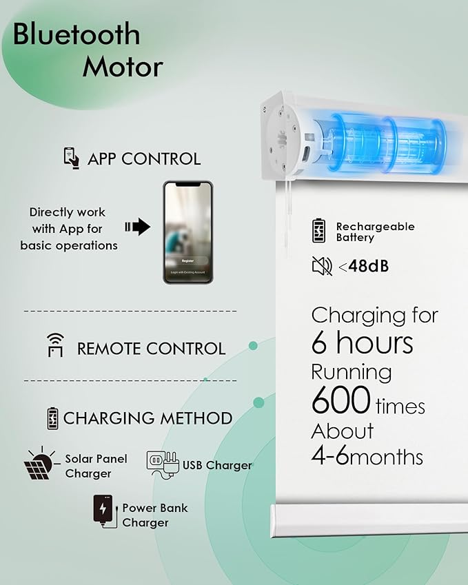 Yoolax Motorized Blinds with Remote, Automatic Roller Shades Cordless Electric