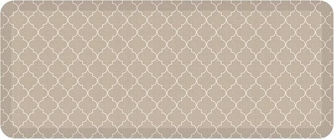 GelPro Anti-Fatigue Designer Comfort Kitchen Floor Mat, 20x48, Trellis Khaki Stain Resistant Surface with 3/4” Thick Ergo-Foam Core for Health and Wellness