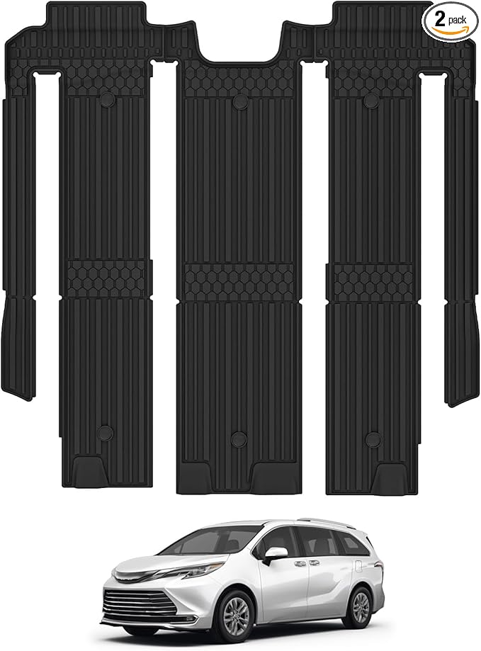3W Floor Mat for Toyota Sienna 2021-2026 (Only for 7 Seat), TPE All Weather Custom Fit Floor Liner for Toyota Sienna 2nd and 3rd Row Car Liners(Not Fit 2025 2026 Platinum Edition)