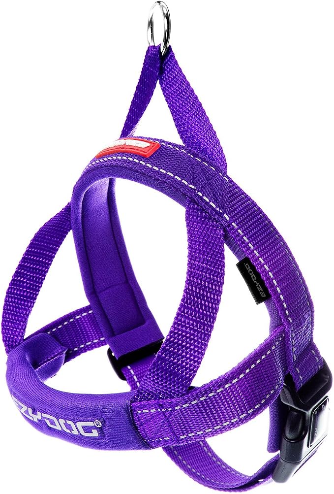 EzyDog Quick Fit Dog Harness, Soft Neoprene Padding - X-Large, Purple | Fast One-Click Buckle, Adjustable Fit, Strong Reinforced Materials, Reflective Stitching, No Pull Dog Harness, Easy Walking