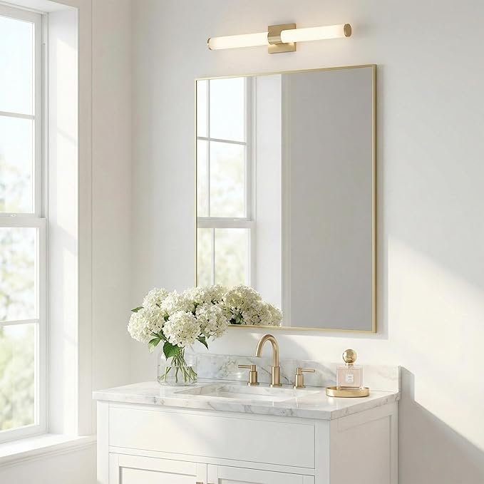 40"x30" Gold Wall Mirror, Metal Framed Bathroom Vanity Mirror, Large