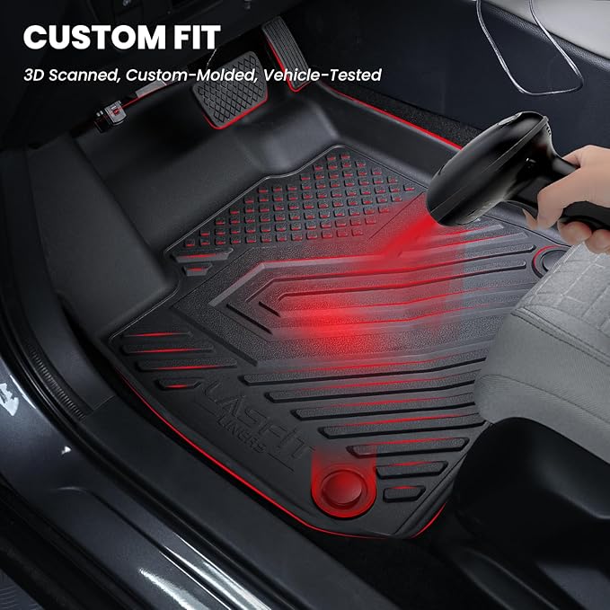 LASFIT Floor Mats & Trunk Mat for Honda Civic Sedan & Sedan Si 2012 2013 2014 2015, All Weather TPE Custom Fit Floor Liner, 1st & 2nd Row & Cargo Mat, Black (Not for Coupe)