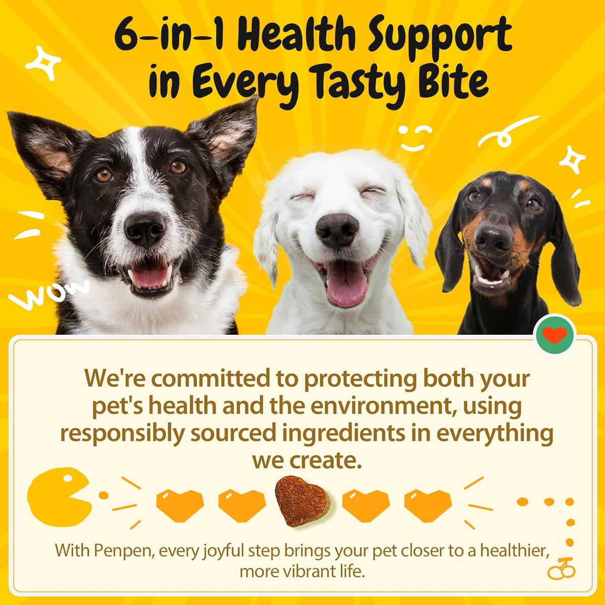 Penpen Probiotics for Dogs, Dogs Probiotics for Digestive Health, Multi-Probiotic and Enzyme Blend Promote Gut Health & Immune Support, Eases Sensitive Stomachs (Beef Chews, 50ct)
