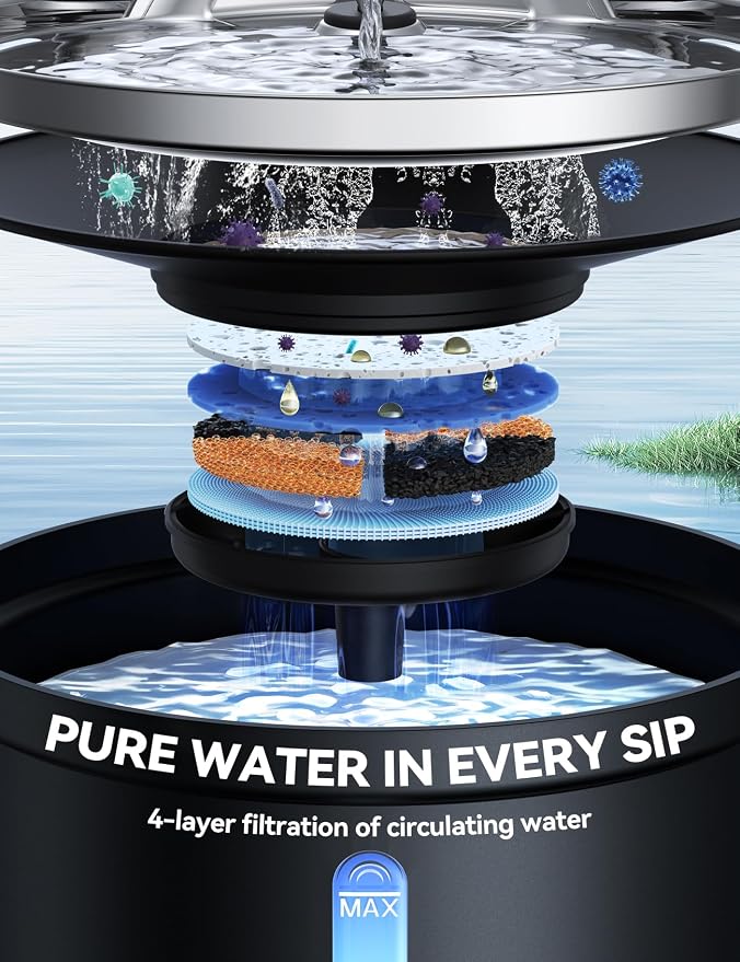Wireless Cat Water Fountain [Water & Battery Separation] FEELNEEDY 4000mAh Battery Operated Cat Fountain, Cordless Pet Fountain with Motion Sensor for Cats Dogs-3.5L/118oz