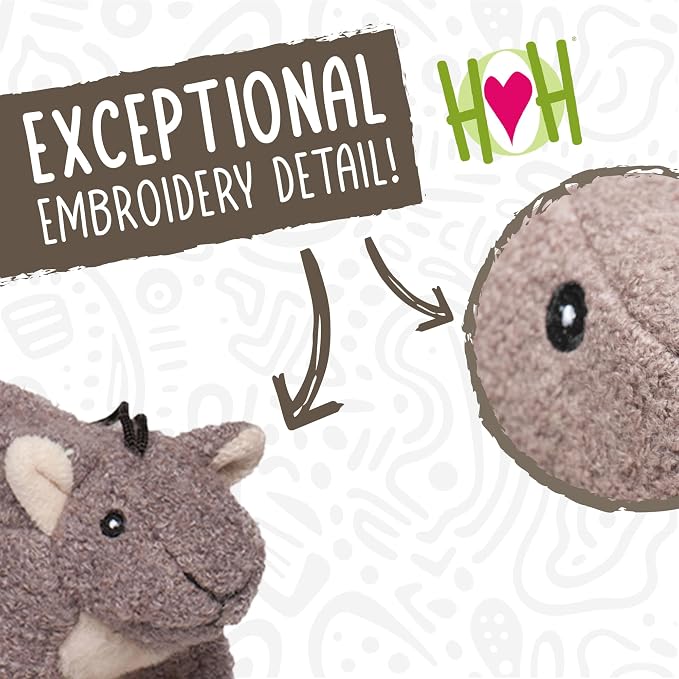 HuggleHounds Plush Dog Toy - Fuzzy Dog Toy, Soft Fleece, Interactive Durable Stuffed for Small and Large Breeds with Squeaker - Feller Squirrel, Small