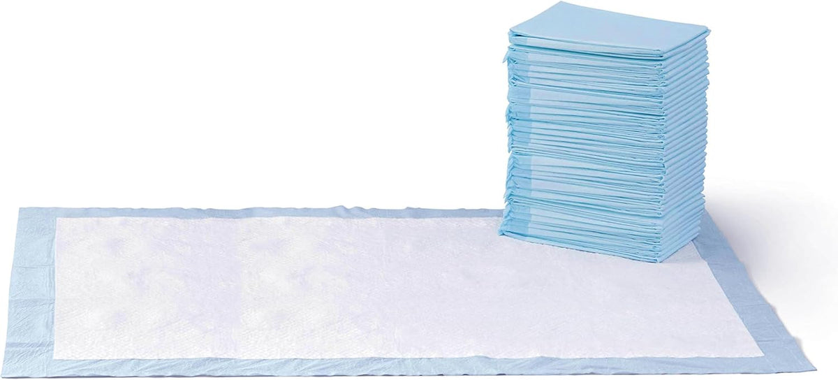 Amazon Basics Leakproof Dog and Puppy Pee Pads with 5-Layer Quick-Dry Surface for Potty Training, Standard Absorbency, Giant, 27.5 x 44Inch, Pack of 40, Blue & White