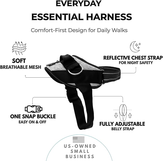 ShawnCo Essential Dog Harness, No-Pull Pet Vest (Arctic Camo,M) | 3 Leash Clips, Easy On, No-Choke, Reflective, Adjustable Fit, Padded Comfort, Control Handle, For Small, Medium & Large Dogs